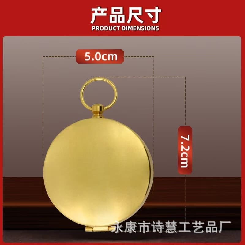 Factory direct stock of small brass round compasses, portable copper round compasses with caps, wholesale.