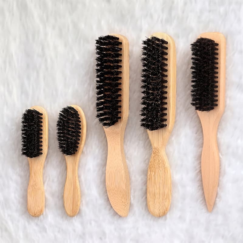 Men's Beard Styling Comb, Beard Cleaning and Trimming Stray Hair Brush, Bamboo Pig Bristle Oil Hair Brush, Hair Trimming, Beard Brush Cross-Border
