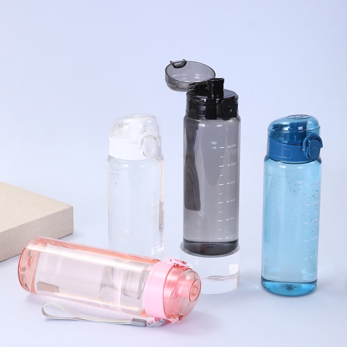 ARM High-Aesthetic Large Capacity Plastic Cup with Carry Strap and Graduations, Student Direct Drinking Cup, Outdoor Sports Water Bottle