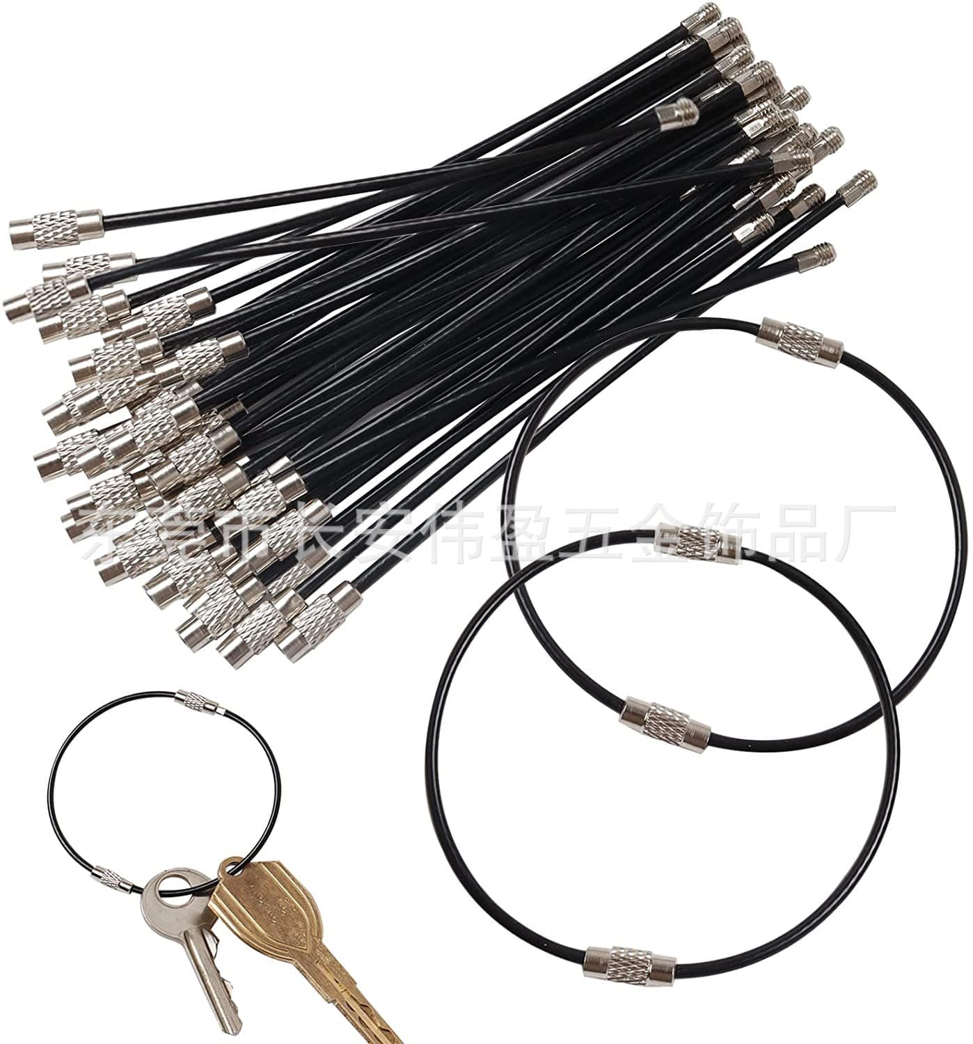 Rainbow Coated Steel Wire Rope Key Ring / Wire Coil / Multi-Purpose Stainless Steel Wire Buckle