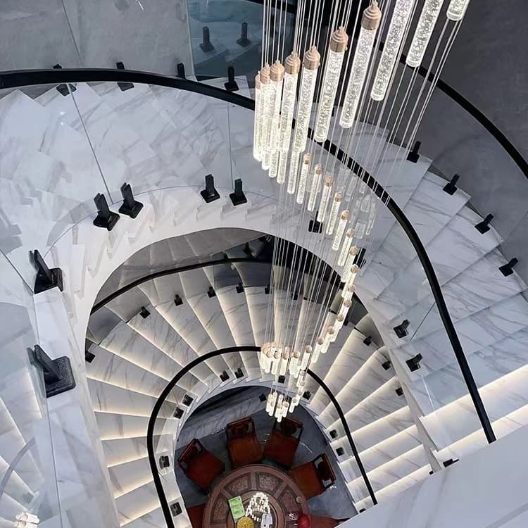 Art Chandelier Staircase Chandelier Luxury Crystal Large Chandelier for Staircase Spiral Long Chandelier for Villa with Atrium