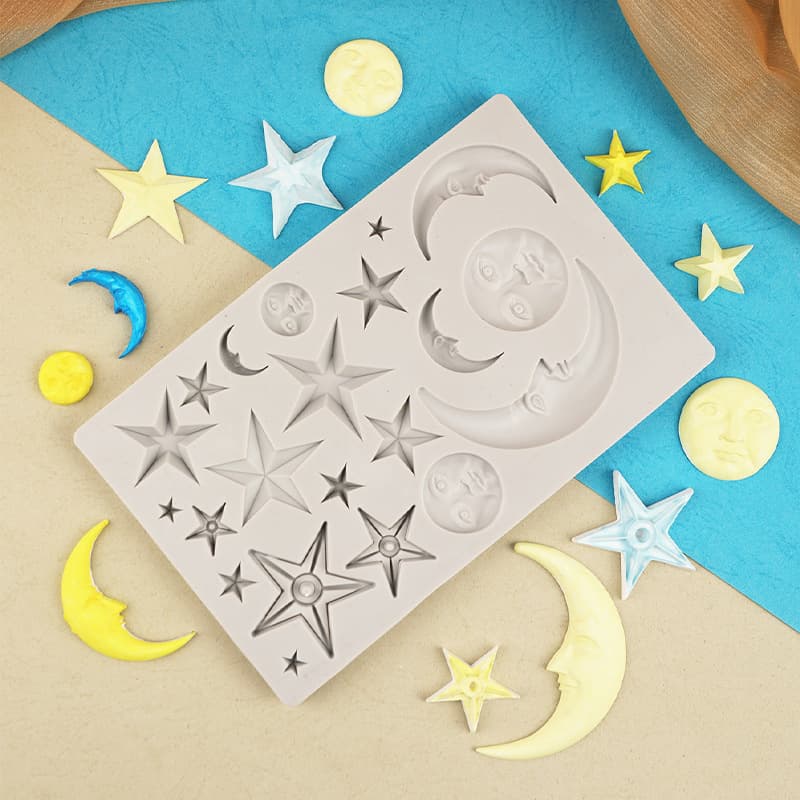Star Moon Chocolate Mold Face Silicone Mold Cake Decorating Resin Baking