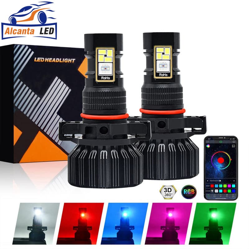 APP remote control car fog light 360 degree RGB multi-color highlight car front fog light anti-fog light bulb modification cross-border
