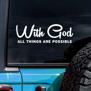 Hot Selling Car Sticker With God All Things Are Possible Handwritten English Lettering