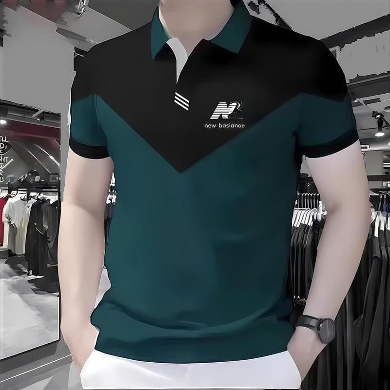 2026 Cross-Border Breathable Sports Polo Shirt, Men's, Black, Suitable for Formal Occasions, Casual