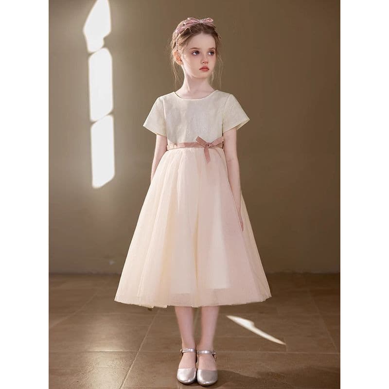Flower Girl Dress Champagne Amazon Girls Sleeveless Beaded Children's Dress Little Host Princess Dress