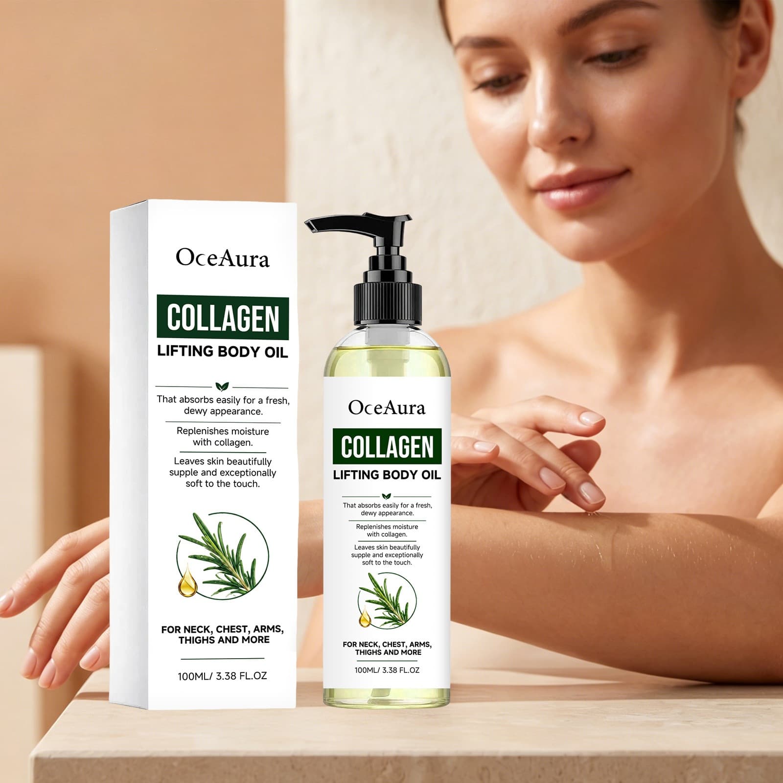 Oceaura Collagen Moisturizing Body Oil Moisturizes, Skin-Friendly, Smooth and Delicate, Suitable for Daily Massage and Skincare After Bathing