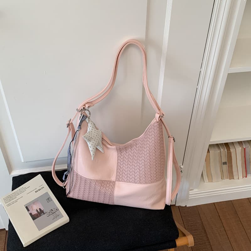 Vintage Fashion Woven Shoulder Bag for Women 2026 Spring New Trendy Tote Bag Casual Large Capacity Multi-Use Backpack
