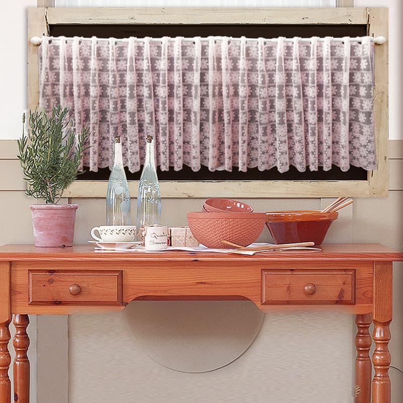 Pink Lace Partition Curtain, Rustic Coffee Curtain, Home Kitchen Curtain, No-Drilling Cabinet Curtain, Half Curtain, Factory Wholesale