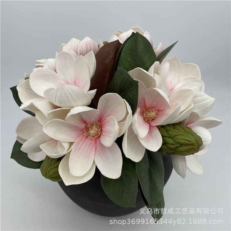 PU Magnolia Single Stem Dried Wood Lotus Flower Bundle Living Room Floral Display Home Decorative Flower