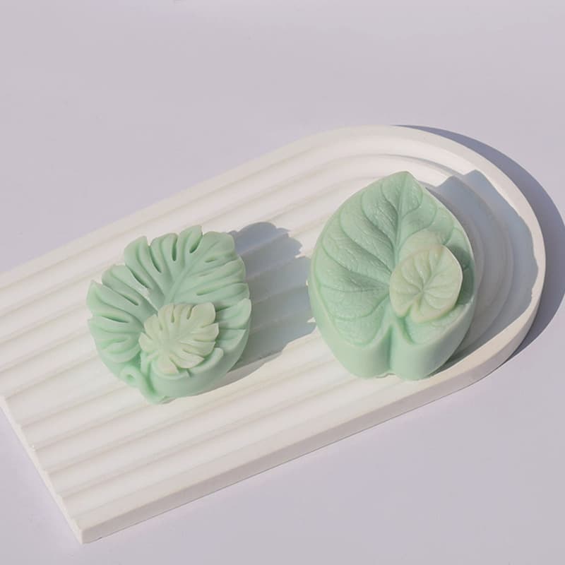 Monstera Leaf Aromatherapy Candle Silicone Mold DIY Double Layer Leaf Soap Plaster Mold Mousse Cake Silicone Mold