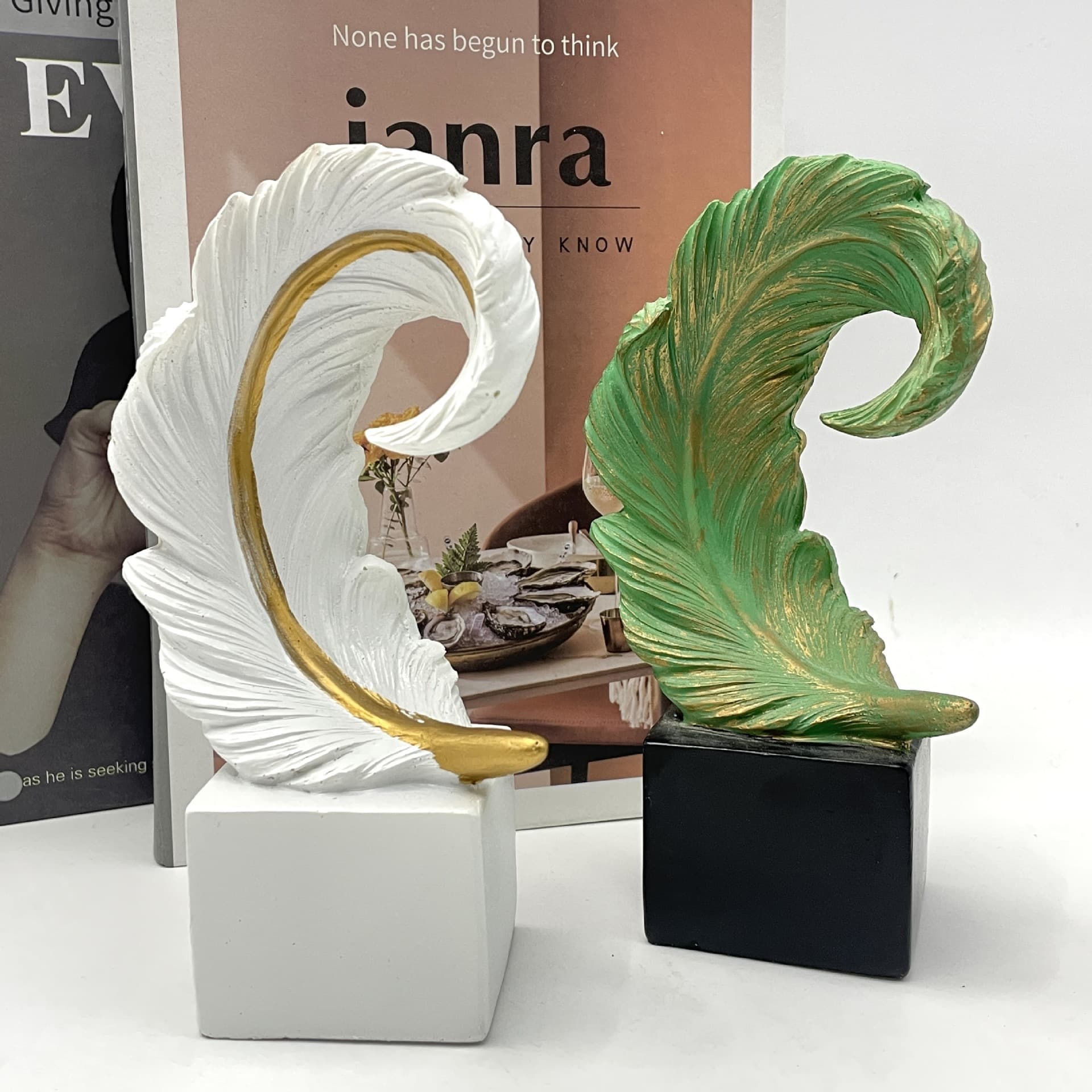 Unique High-End Art Feather Decoration for Home Living Room Entryway Model House Soft Decor New Housewarming Gift Room