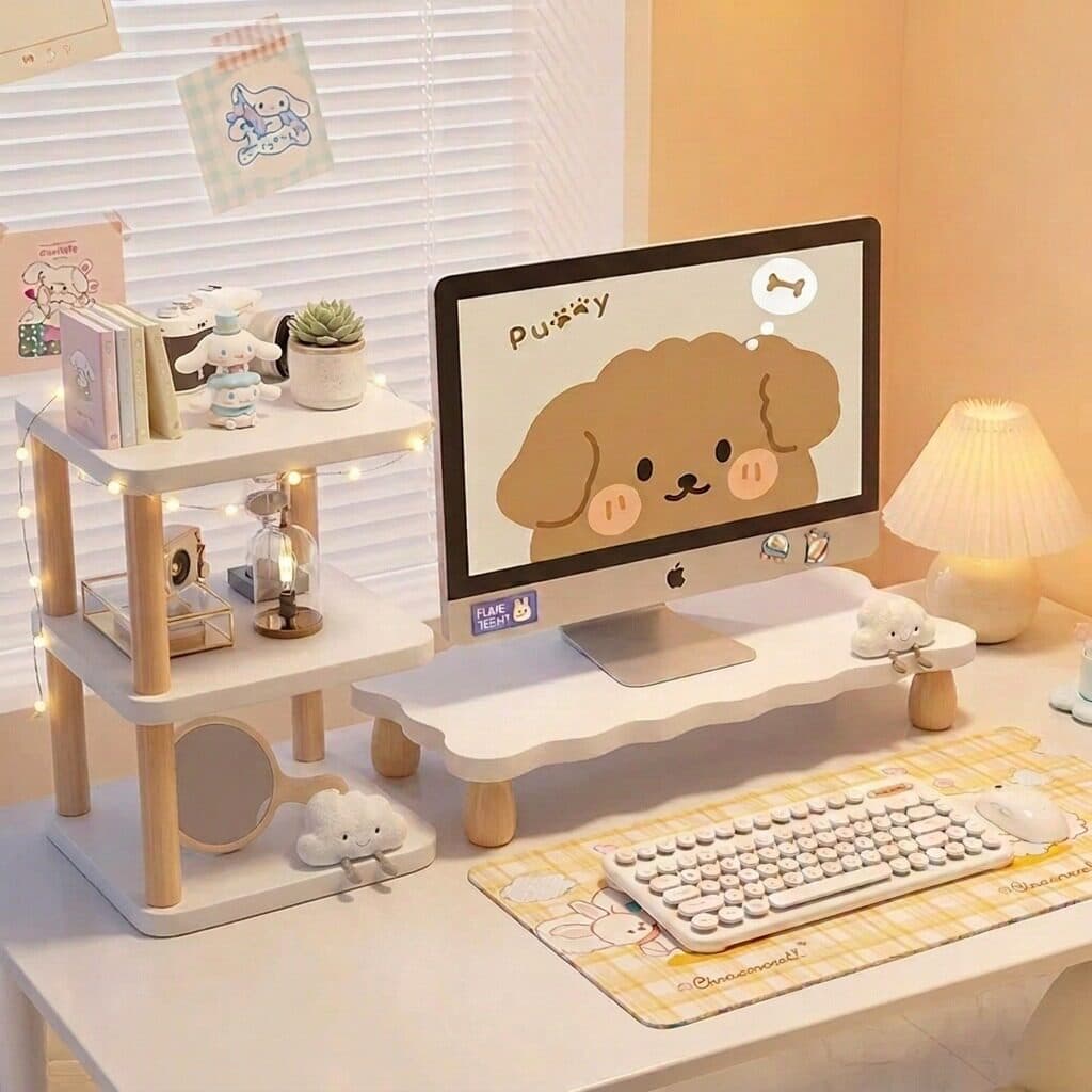 Computer Riser Stand for Desk Organizer, Monitor Elevator Base for Desktop Display, Laptop Stand for Women Office Workers