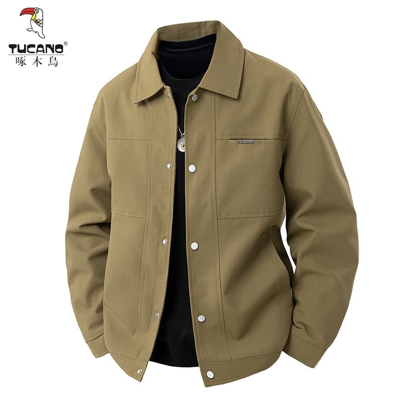 Woodpecker 2026 Spring and Autumn Lapel Jacket Men's High-end Handsome Autumn Clothing Versatile Casual and Comfortable Woolen Jacket Men