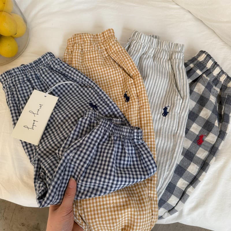 Tianxiaosi children's anti-mosquito pants for summer boys and girls Korean striped casual pants baby style plaid leggings trousers