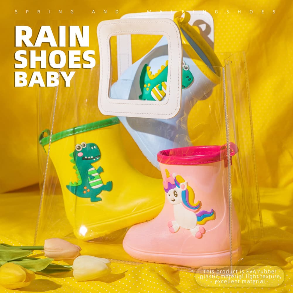 Children's Rain Boots for Girls and Boys, Raincoat, Baby Rain Shoes, Non-Slip, Waterproof Rubber Boots for Toddlers and Kids