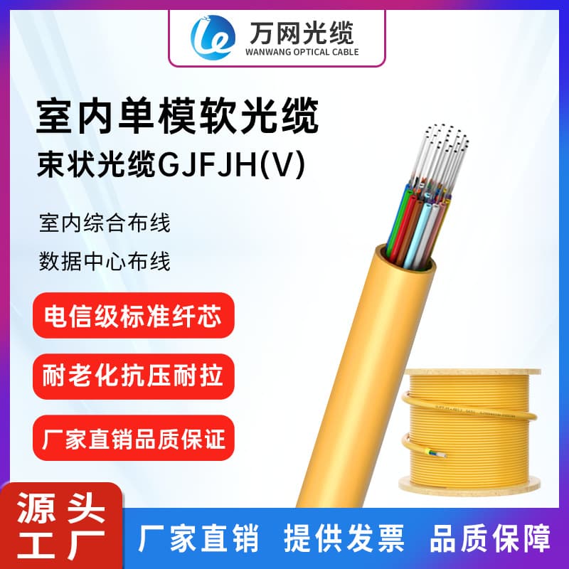 Indoor Fiber Optic Cable 2 Core 4 Core 6 Core 8 Core 12 Core 24 Core 28 Core Single Mode Indoor Fiber Optic Cable Manufacturer