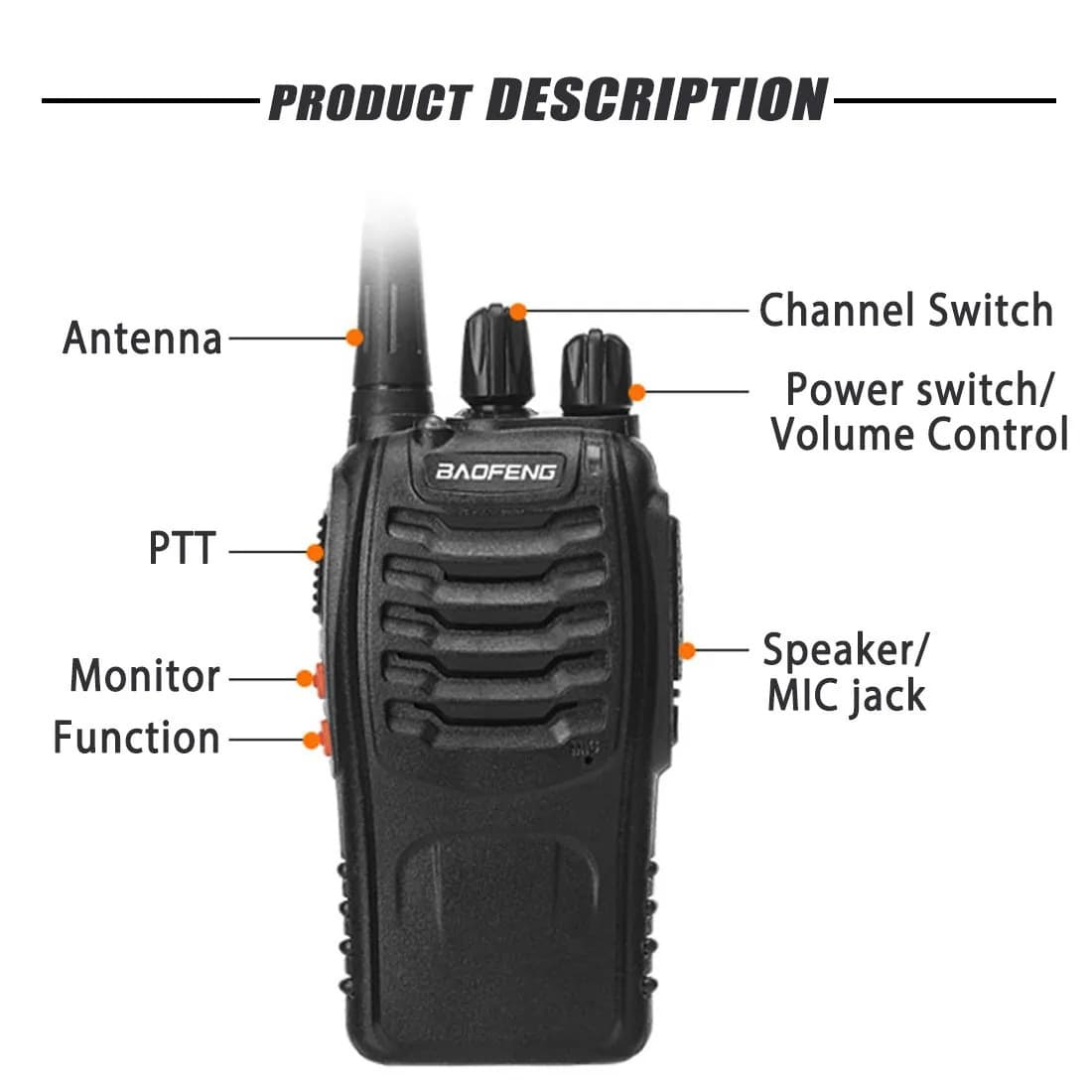 2-Pack Baofeng BF888s Wholesale Civilian Handheld Two-Way Radio Outdoor Hotel Restaurant Baofeng Walkie Talkie