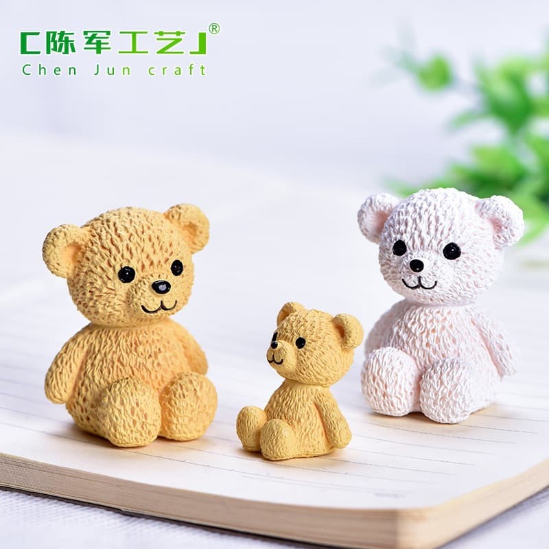 Teddy bear micro landscape diy bonsai ornaments creative pvc plastic cute animal ornaments yellow bear
