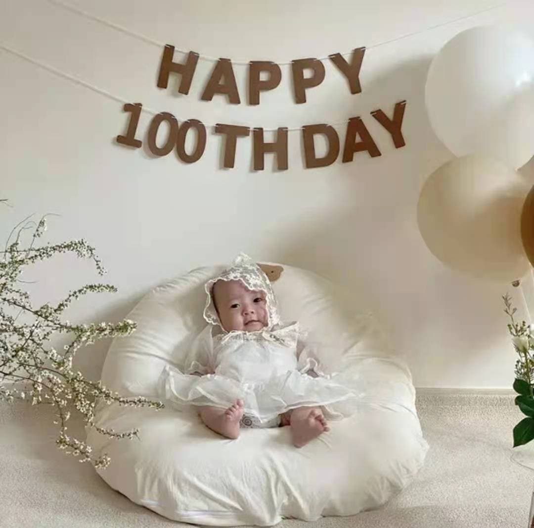 Happy Birthday Banner with Letters and Numbers, Baby 1st Birthday Decorations, 100 Days Bunting, Star-Shaped Garland