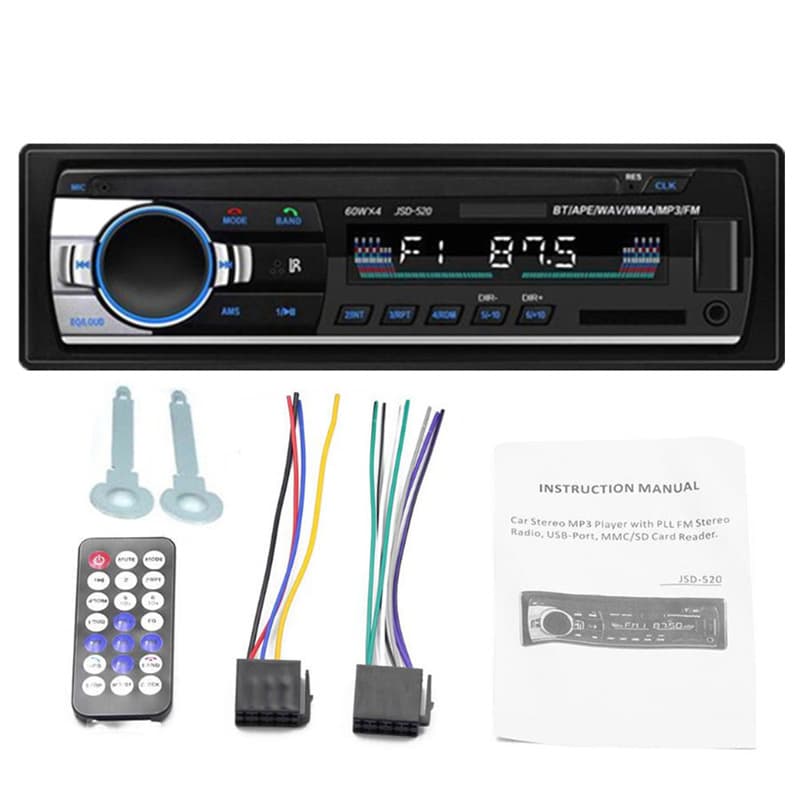 JSD-520 Car MP3 Player Bluetooth Hands-Free Calling Car USB Flash Drive Card Radio Replace Original Car CD