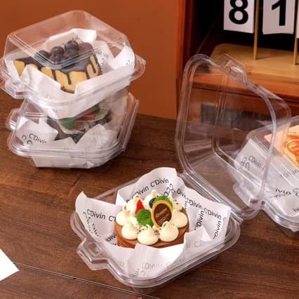 Internet Celebrity Tiramisu Disposable Packaging Box Transparent Sandwich Lunch Burger Box Dessert 4inch Cake Box