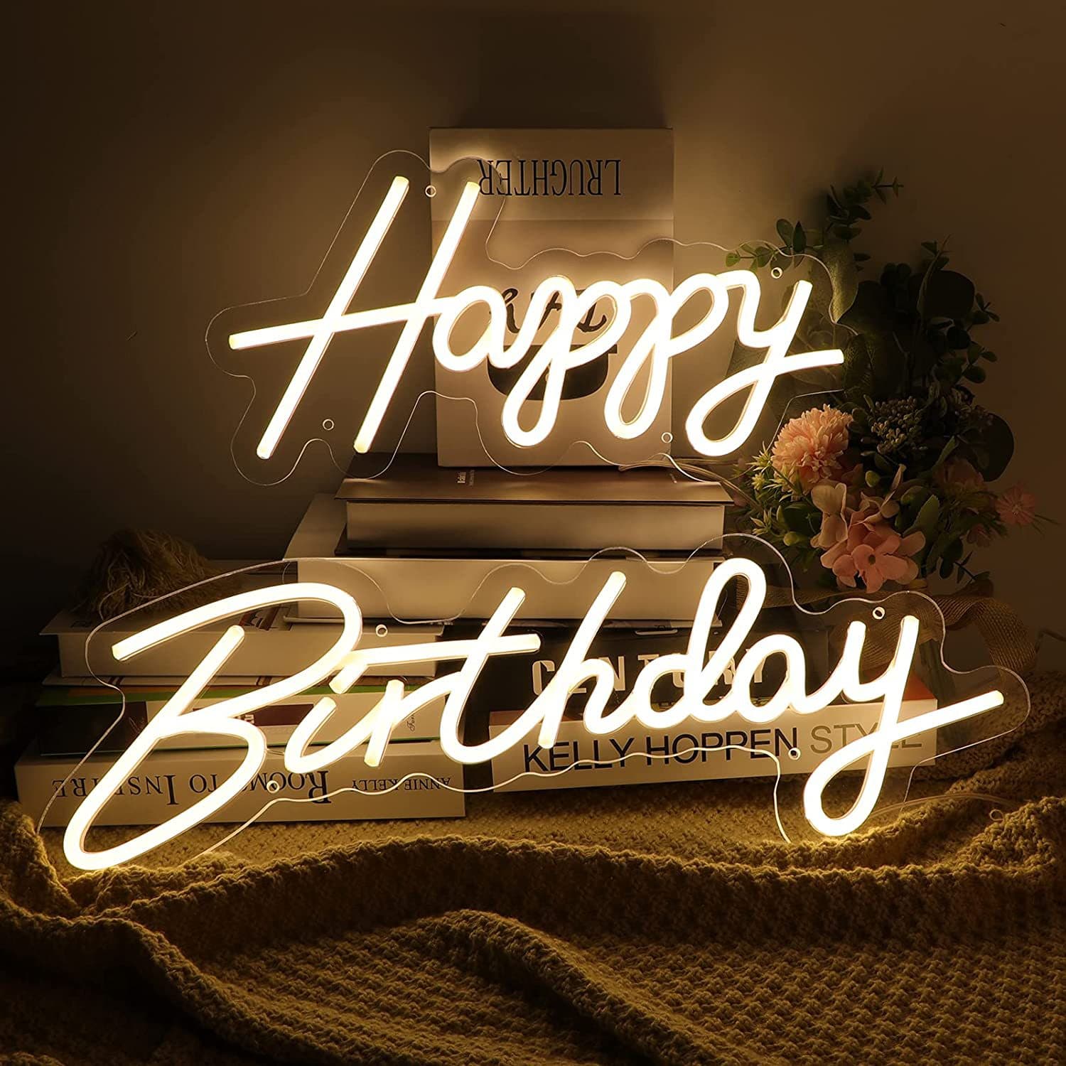 Birthday Party Decoration Happy Birthday Letter Pattern Neon Light Shape Engineering LED Decorative Light
