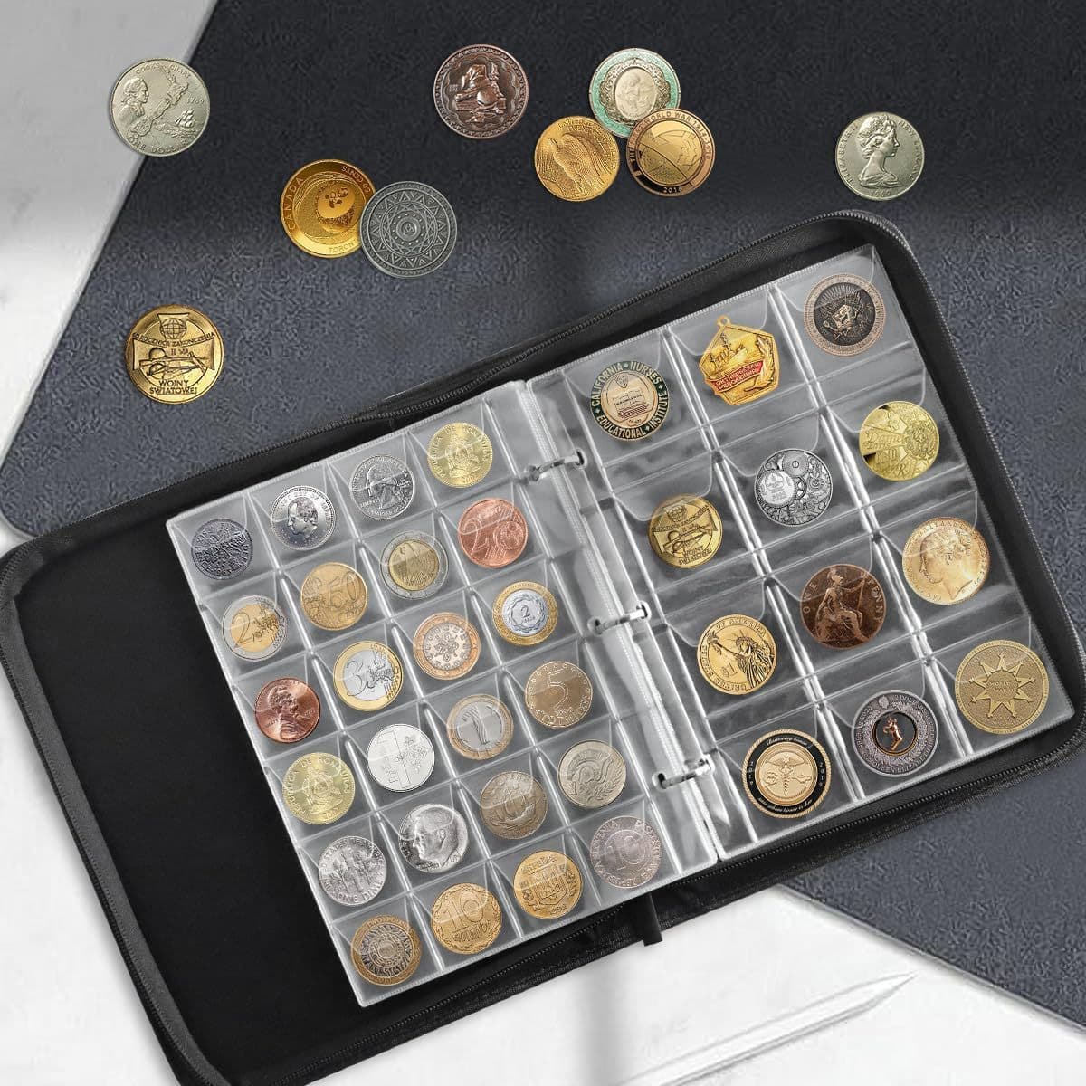 Cross-border Direct Supply Coin Collection Album 360/480 Pockets Large Capacity Ancient Coin Commemorative Coin Binder Storage Album