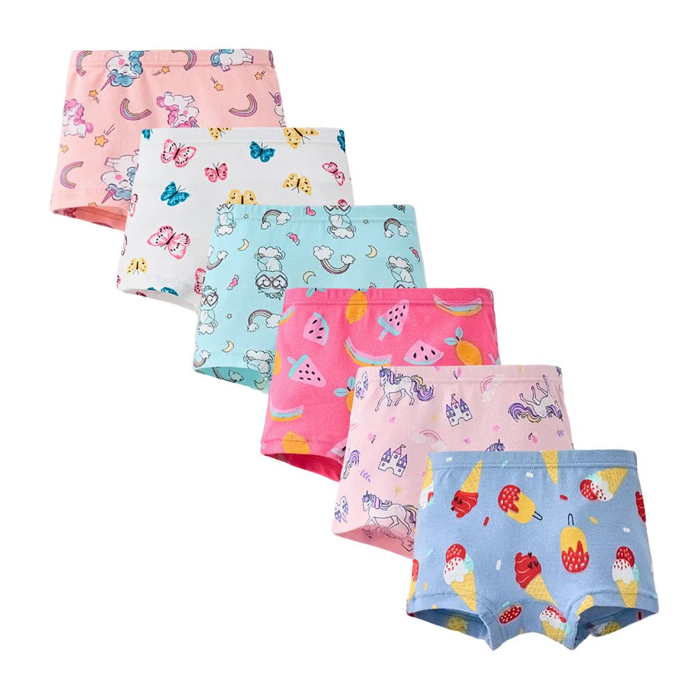 Girls Pure Cotton Breathable Underwear Cartoon Boxer Shorts Elementary School Students Shorts Baby Cotton Shorts Head