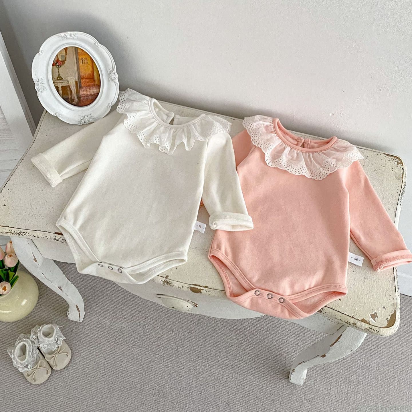 2024 Autumn Children's Long Sleeve Ruffle Neck Baby Soft Bottom Triangle Ha Ha Shirt Versatile Women's Children Clothing Cotton