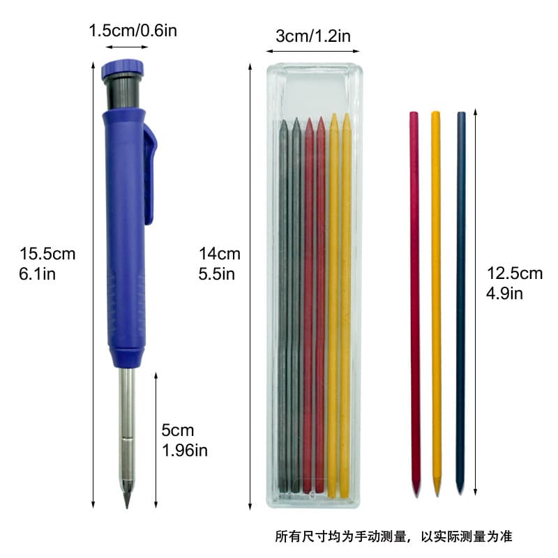 Cross-border Custom Metal Long Tip Deep Hole Woodworking Pencil Marking Pen Professional Woodworking Pencil Quick-Dry Marking Graphite Core