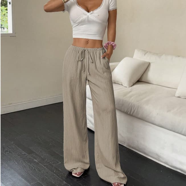 Fashionable Women's Elastic Casual Pants Elegant Versatile Loose Fit Long Trousers Cross-Border New Arrival Autumn-Winter Collec