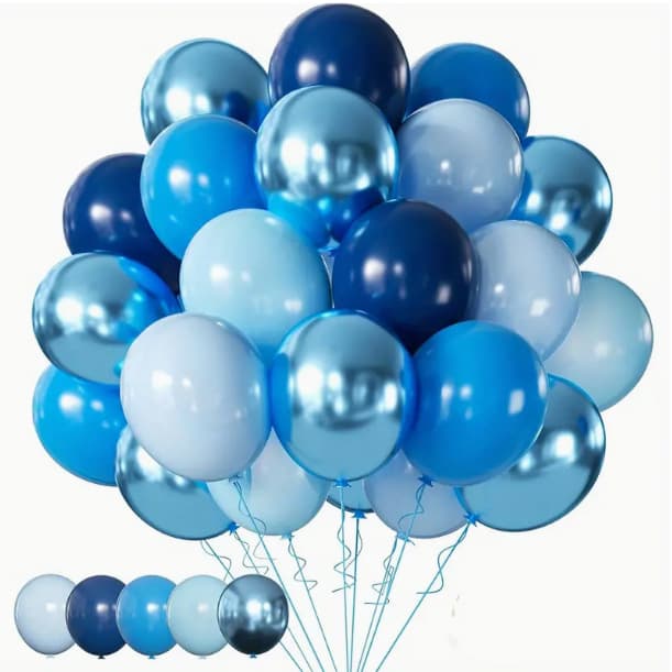 50 Blue Balloons, Metallic Blue Balloons, Birthday Parties, Baby Showers, Graduation Ceremonies