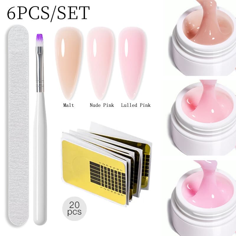 Nail Extension Gel Base Gel Builder Gel, Painless UV Shaping Paper Form Gel Brush Multi-Function Set, Professional Nail Salon Use
