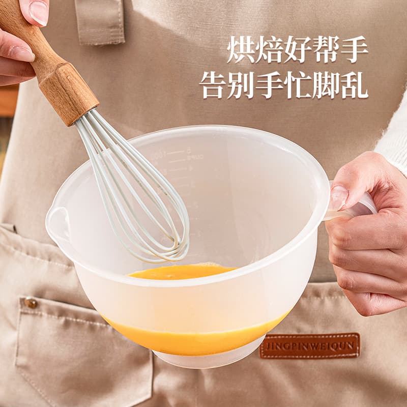 Straw House Baking Tool Egg Beating Cup with Spout, Large Capacity Food-Grade Rice Measuring Bowl, Kitchen Handled Rice Scoop Bowl