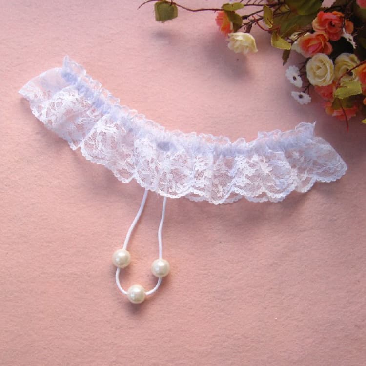 Lace Rose Red Sexy Sheer Thong Low-Waist Lingerie Open Crotch Temptation Underwear Women Bead String Gorgeous