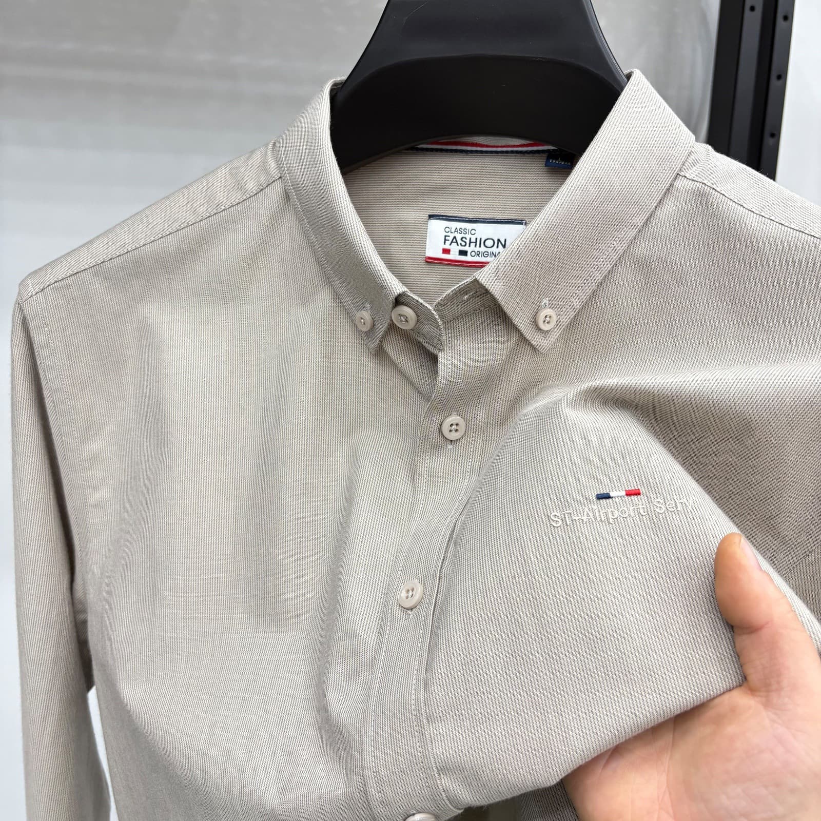 Business Tommy Pure Long-Sleeve Shirt Spring/Autumn Middle-Aged Business Casual Striped Non-Iron High-End Cotton Wrinkle-Resistant Shirt