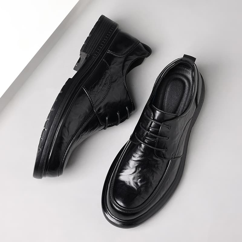 Men's Business Formal Lace-Up Leather Shoes Wedding Groom Casual Versatile New Men's Shoes Anti-Slip Wear-Resistant Low Top