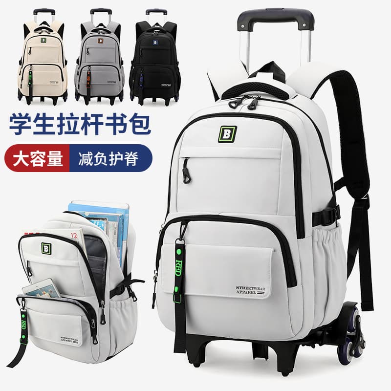Natural Fish Stair-Climbing Rolling Backpack for Middle School Boys, Large Capacity Detachable Backpack for Children/Elementary Students (Drop Shipping)