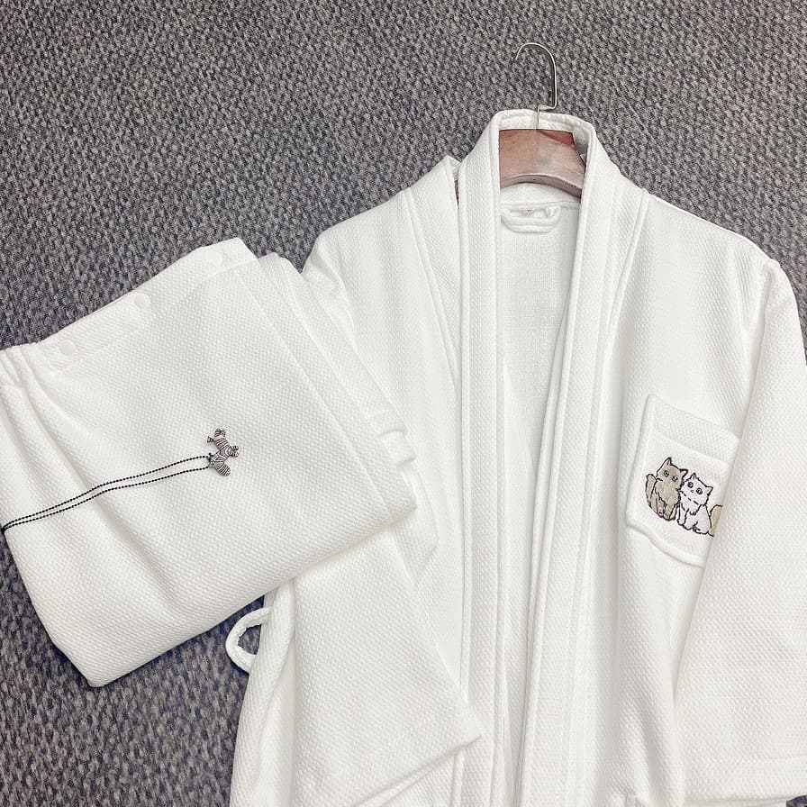 Manufacturer of beauty salon director-style guesthouse hotel home waffle kimono pure cotton yukata for export SPA bathrobes cross-border e-commerce