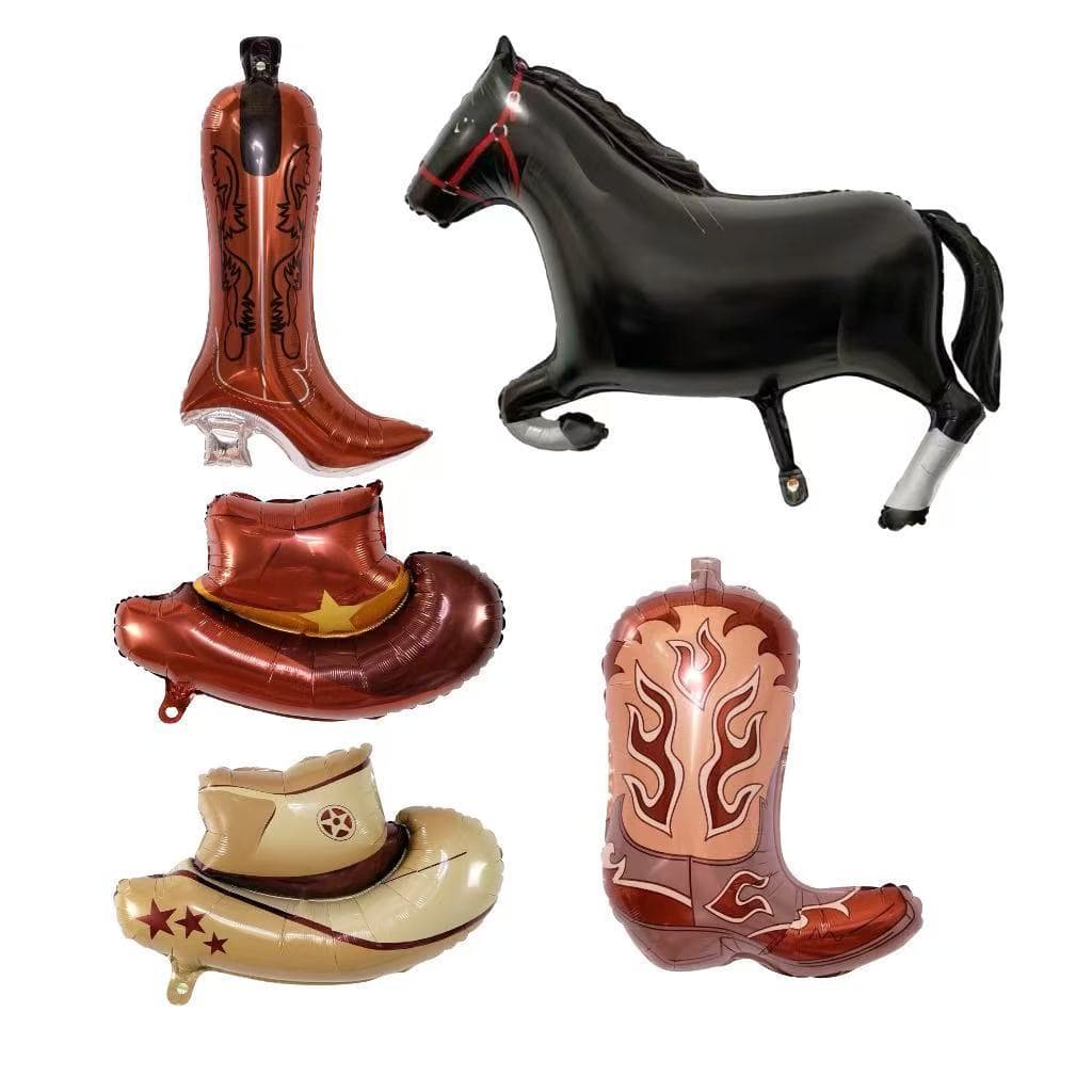Cross-border Western Cowboy Aluminum Film Balloon Cowboy Boots Hat Theme Party Balloon Pirate Decoration Arrangement Balloon