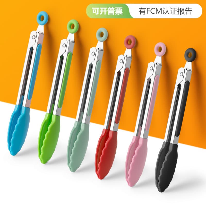 Kitchen 430 Stainless Steel Food Tongs Barbecue Roast Meat Tongs Steak Clamp High-temperature Resistant BBQ Food Clamp Tool