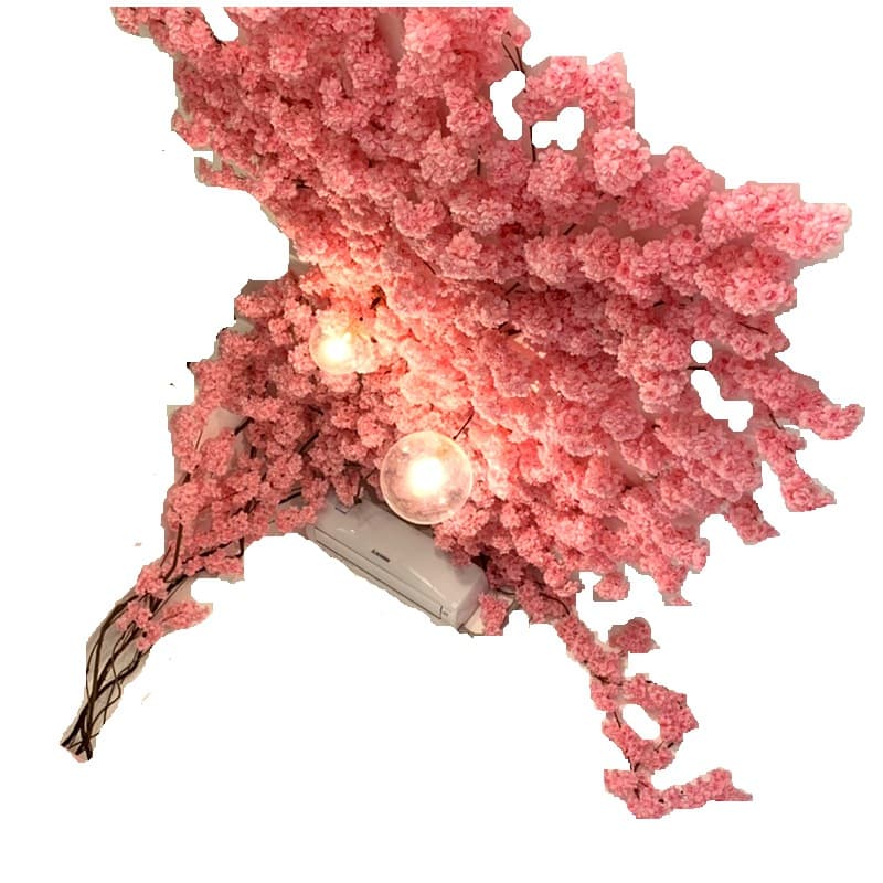 Artificial Flower Japanese cherry tree air conditioning pipe indoor artificial tree living room wall hanging floral silk flower artificial tree Net Red Wall
