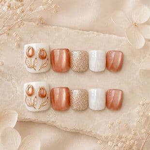 J-391 Warm Orange Tulip Toenails, Gentle Orange Gradient, Brightening and Elegant Wearable Nail Tips Wholesale