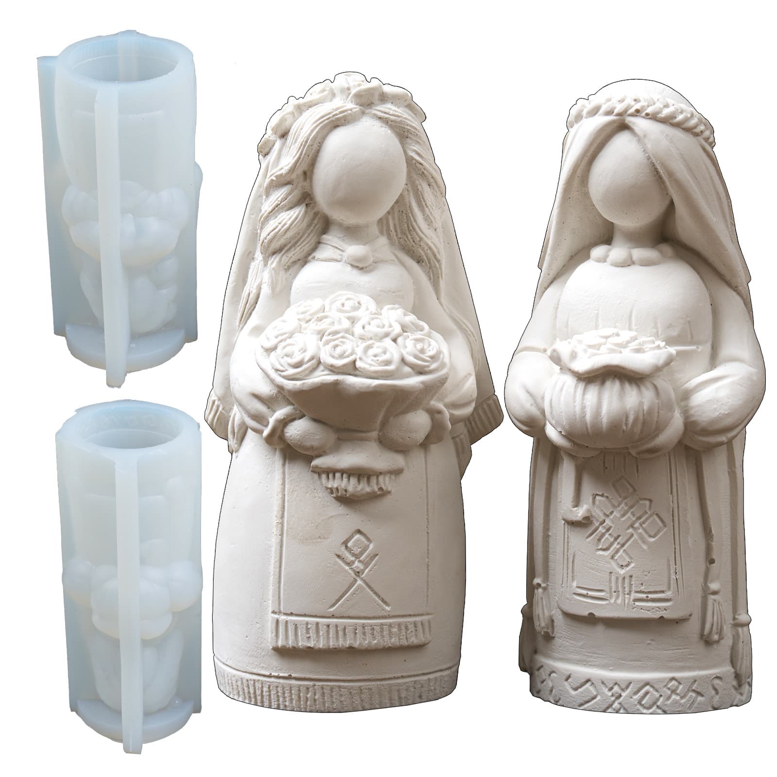 Virgin Mary Silicone Mold Bouquet Bride Gypsum Doll DIY Making Virgin Mary Candle Cross-border