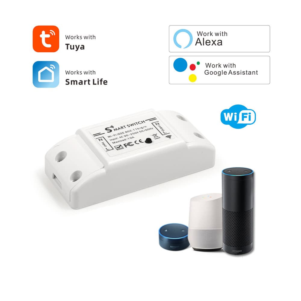 WiFi graffiti smart circuit breaker switch, single-channel relay, 10A, remote control, 100-240V.