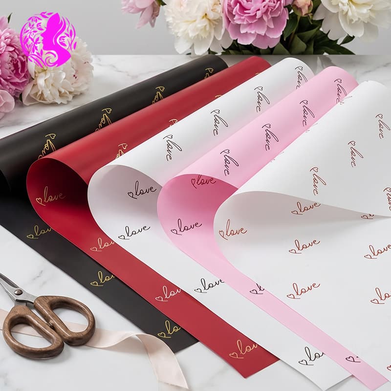New Heart Love Flower Wrapping Paper Valentine's Day Feather Paper Floral Bouquet Wrap Paper Handmade DIY Materials
