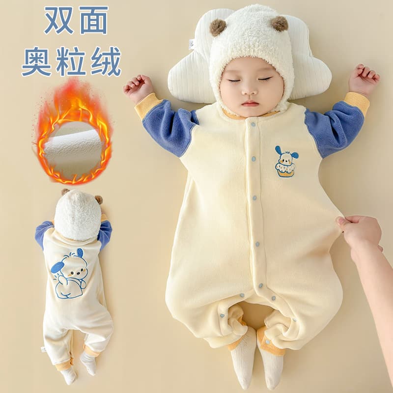 Baby Winter Thickened Romper for Boys and Girls, Warm Fleece Cotton Outwear for Infants