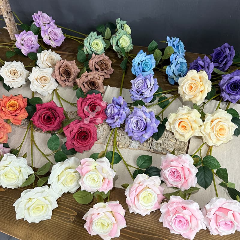Cross-border New 3-Head Cartier Rose Artificial Flowers Wedding Home Window Decoration High-End Fake Flowers
