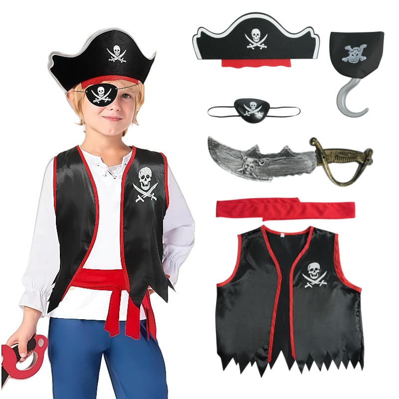 Cross-Border Performance Children's Costume: Caribbean Pirate Jack Sparrow Sleeveless Vest Set